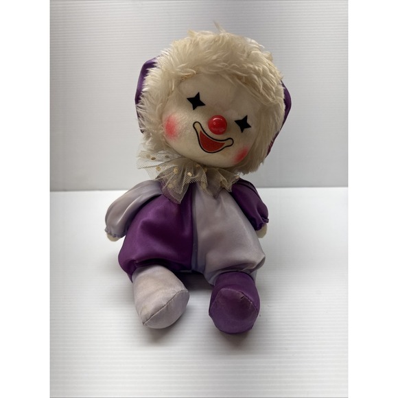 Lot of 2 Vintage Wind-Up Musical Clown Dolls w/ Starry Eyes – 8" Moving Heads - Picture 8 of 12